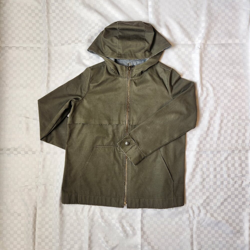 ZARA Z1975 DENIM Basic DEPT Jacket Army Military Speakup Green Women (XS)